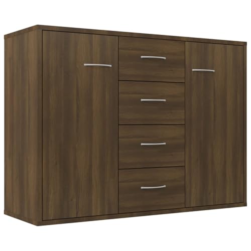 Homgoday Sideboard Braun Eichen-Optik 88x30x65 cm Holzwerkstoff Anrichte Model815371 von Homgoday