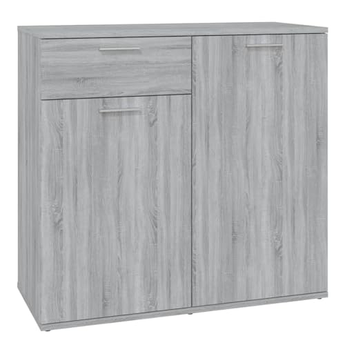 Homgoday Sideboard Grau Sonoma 80x36x75 cm Holzwerkstoff Anrichte Model815490 von Homgoday