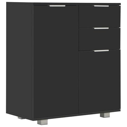 Homgoday Sideboard Hochglanz-Schwarz 71x35x80 cm Holzwerkstoff Anrichte Model283716 von Homgoday