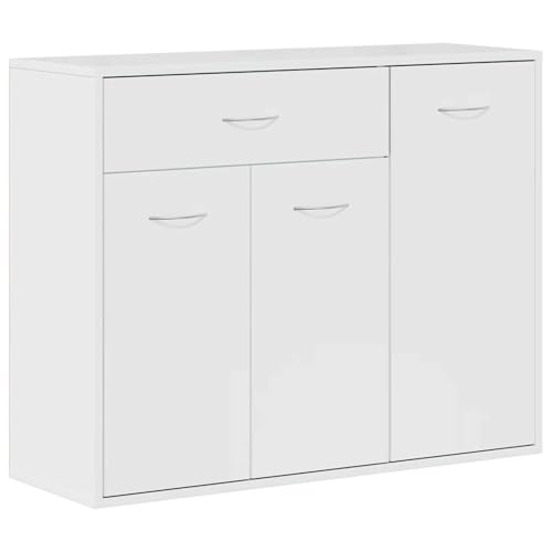Homgoday Sideboard Hochglanz-Weiß 88x30x70 cm Holzwerkstoff Anrichte Model800681 von Homgoday