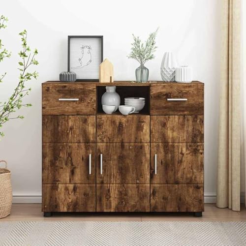 Homgoday Sideboard Räuchereiche 88.5 x 30.5 x 73 cm Holzwerkstoff Anrichte Model880286 Homgoday Sideboard Räuchereiche 88.5 x 30.5 x 73 cm Holzwerkstoff Anrichte Model880286 von Homgoday