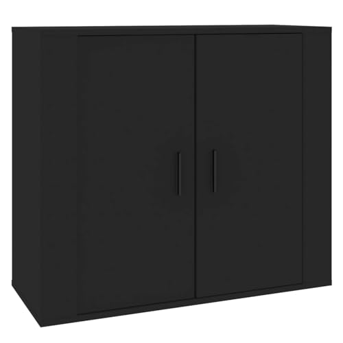 Homgoday Sideboard Schwarz 80x33x70 cm Holzwerkstoff Anrichte Model816561 von Homgoday
