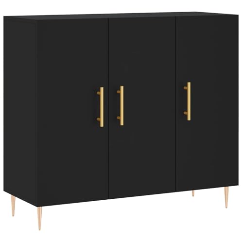Homgoday Sideboard Schwarz 90x34x80 cm Holzwerkstoff Anrichte Model828093 von Homgoday