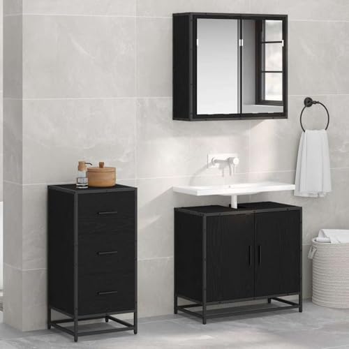Homgoday Sideboard Schwarze Eiche 35,5 x 35 x 76 cm Holzwerkstoff Anrichte Model883587 von Homgoday