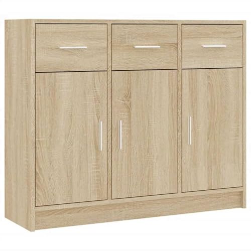 Homgoday Sideboard Sonoma-Eiche 91x28x75 cm Holzwerkstoff Anrichte Model823011 von Homgoday