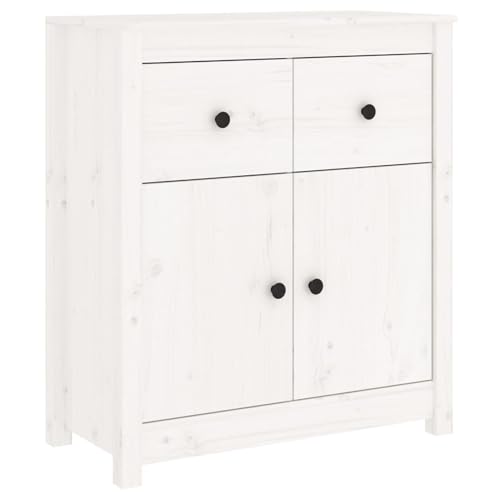 Homgoday Sideboard Weiß 70x35x80 cm Massivholz Kiefer Anrichte Model813750 von Homgoday