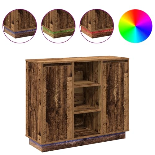 Homgoday Sideboard mit LED Alt Holz 90x32x75 cm Spanplatte Aufbewahrungsschrank Model869688 Homgoday Sideboard mit LED Alt Holz 90x32x75 cm Spanplatte Aufbewahrungsschrank Model869688 von Homgoday