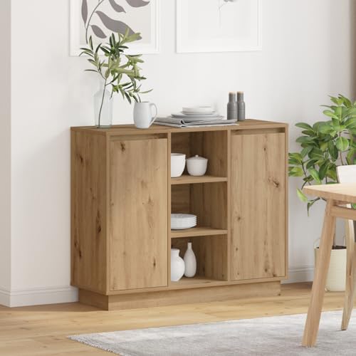 Homgoday Sideboard mit LED Artisan Eiche 90x32x75 cm Holzwerkstoff Aufbewahrungsschrank Model869689 Homgoday Sideboard mit LED Artisan Eiche 90x32x75 cm Holzwerkstoff Aufbewahrungsschrank Model869689 von Homgoday