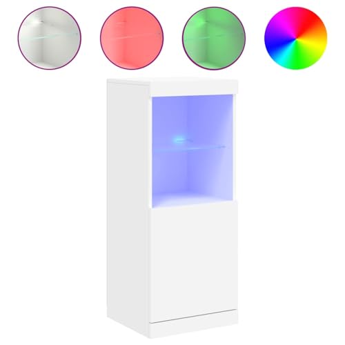 Homgoday Sideboard mit LED-Beleuchtung Weiß 41x37x100 cm Anrichte Model836686 von Homgoday