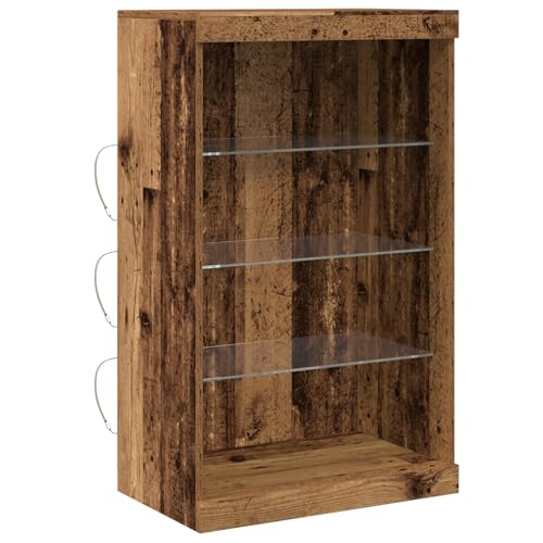 Homgoday Sideboard mit LED-Leuchten Altholz 60,5x37x100 cm Aufbewahrungsschrank Model863045 von Homgoday