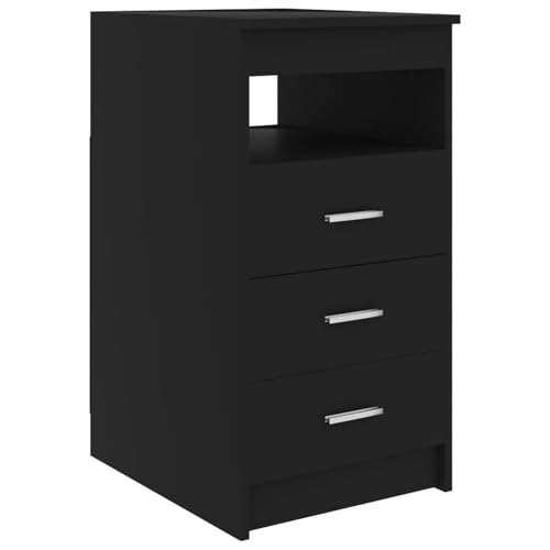 Homgoday Sideboard mit Schubladen Schwarz 40x50x76 cm Holzwerkstoff Kommode Model801806 von Homgoday