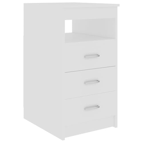 Homgoday Sideboard mit Schubladen Weiß 40x50x76 cm Holzwerkstoff Kommode Model801805 von Homgoday