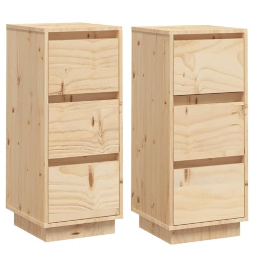 Homgoday Sideboards 2 STK. 32x34x75 cm Massivholz Kiefer Anrichte Model813366 von Homgoday