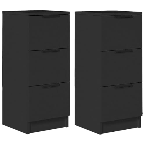 Homgoday Sideboards 2 STK. Schwarz 30x30x70 cm Holzwerkstoff Anrichte Model811154 von Homgoday