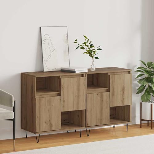 Homgoday Sideboards 2 pcs Eiche handwerklich 120 x 35 x 70 cm Anrichte Model3394549 von Homgoday