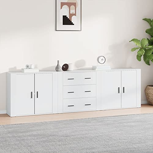 Homgoday Sideboards 3 Stück weiß Sperrholz Küchenschrank Beistellmöbel Esszimmer Kommode Buffet Sideboard Möbel Typ 2 von Homgoday