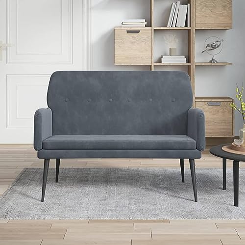 Homgoday Sitzbank mit Rückenlehne Flurbank Bank Sitzbänke Wartebank Wohnzimmerbank Sofa Couch für Wohnzimmer Flur Schlafzimmer Dunkelgrau 108x79x79 cm Samt von Homgoday