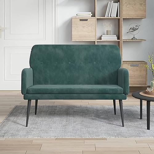 Homgoday Sitzbank mit Rückenlehne Flurbank Bank Sitzbänke Wartebank Wohnzimmerbank Sofa Couch für Wohnzimmer Flur Schlafzimmer Dunkelgrün 108x79x79 cm Samt von Homgoday