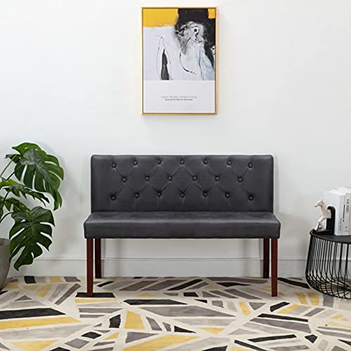 Homgoday Sitzbank mit Rückenlehne Polsterbank Flurbank Bank Wartebank Esszimmerbank Sofa Couch Wohnzimmerbank für Flur Wohnzimmer 120 cm Grau Wildleder-Optik von Homgoday