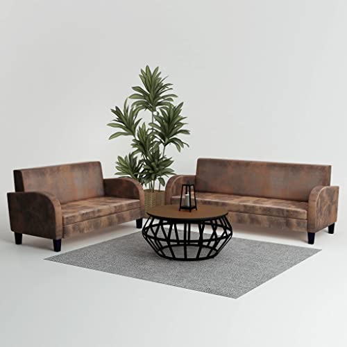 Homgoday Sofa-Set 2-TLG. Kunstleder in Wildleder-Optik Braun Loungesofa Wohnzimmersofa Gästesofa Sofa Couch Couchgarnitur Sitzmöbel für Wohnzimmer Empfang Büro von Homgoday