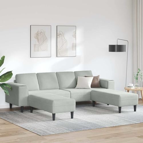 Homgoday Sofa Set 3 pcs Hellgrau Samt Sofabezüge Model3335122 von Homgoday