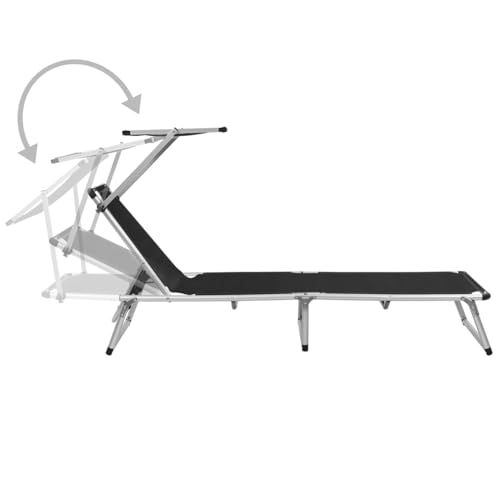 Homgoday Sonnenliege Klappbar mit Sonnenschutz Alu und Textilene Schwarz Gartenstuhl Model44333 Homgoday Sonnenliege Klappbar mit Sonnenschutz Alu und Textilene Schwarz Gartenstuhl Model44333 von Homgoday