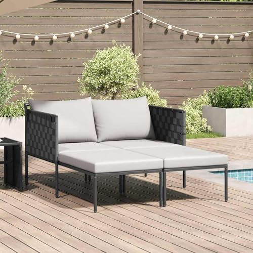 Homgoday Sonnenliege mit Kissen für 2 Personen Anthrazit 115x153x69,5 cm Stahl Entspannungsstuhl Model42004134 von Homgoday