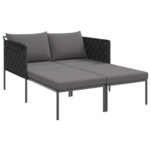 Homgoday Sonnenliege mit Kissen für 2 Personen Anthrazit 115x153x69,5 cm Stahl Entspannungsstuhl Model42004135 von Homgoday