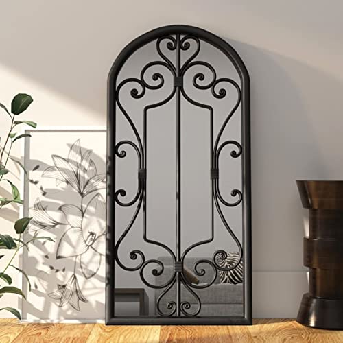 Homgoday Spiegel aus schwarzem Eisen, für den Innenbereich, 100 x 45 cm, dekorativer Spiegel, Fensterspiegel aus Metall für Wohnzimmer, Schlafzimmer, Eingang, moderner Stil von Homgoday