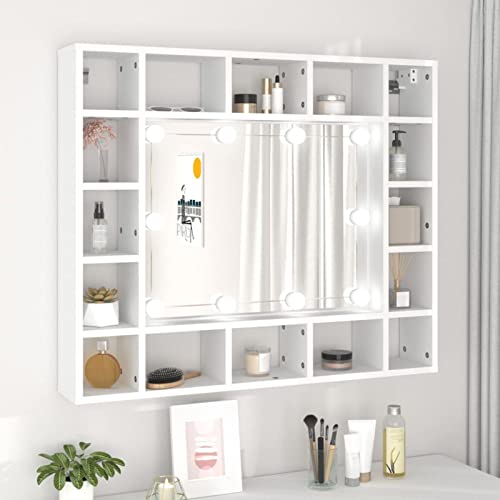 Homgoday Spiegelschrank mit weißer LED 91 x 15 x 76,5 cm, Möbel Badezimmerspiegel, Vanity Spiegel, Wandspiegel für Badezimmer von Homgoday