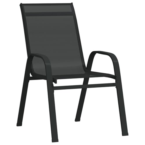 Homgoday Stapelbare Gartenstühle 6 STK. Schwarz Textilene Homgoday Stapelbare Gartenstühle 6 STK. Schwarz Textilene von Homgoday