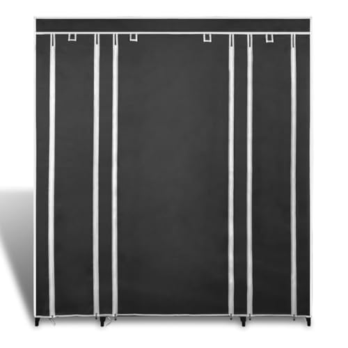 Homgoday Stoffschrank mit F?Chern Kleiderstangen 45×150×176 cm Schwarz Kleiderschrank Model240495 Homgoday Stoffschrank mit F?Chern Kleiderstangen 45×150×176 cm Schwarz Kleiderschrank Model240495 von Homgoday