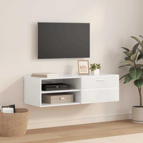 Homgoday TV-Schränk mit Regal Betongrau 100.5 x 39 x 30 cm Holzwerkstoff TV-Schrank Model880244 von Homgoday