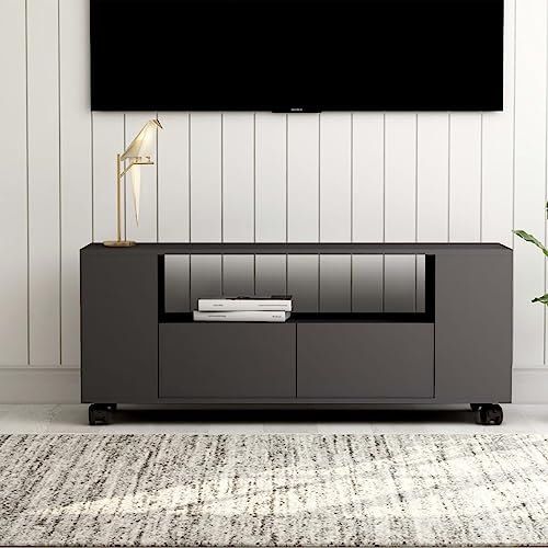 Homgoday TV-Schrank 2 Schubladen Fernsehschrank mit 4 Rollen TV-Lowboard Fernsehtisch Sideboard Unterschrank Moderner für Wohnzimmer Schlafzimmer Grau 120x35x48 cm Holzwerkstoff von Homgoday