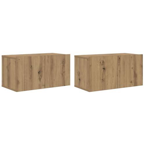 Homgoday TV-Schrank Set Artisan Eiche MDF Mittel TV-Schrank Rechteckig TV Table Model875168 von Homgoday
