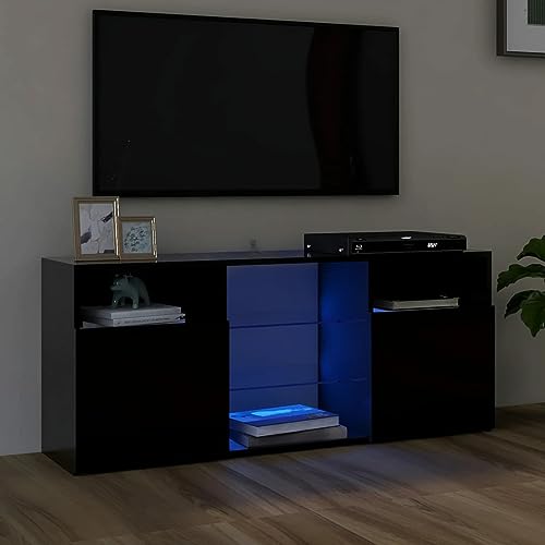 Homgoday TV-Schrank mit LED-Leuchten Schwarz 120x30x50 cm Entertainment Center TV-Schrank Wohnzimmer Sideboard Medieneinheit Aufbewahrungsschrank von Homgoday