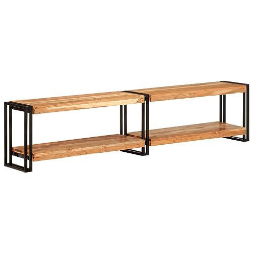 Homgoday TV-Schrank mit viel Stauraum TV Lowboard für Fernseher Fernsehschrank TV Board Fernsehtisch TV Möbel Schlafzimmer Wohnzimmer 180x30x40 cm Massivholz Akazie von Homgoday