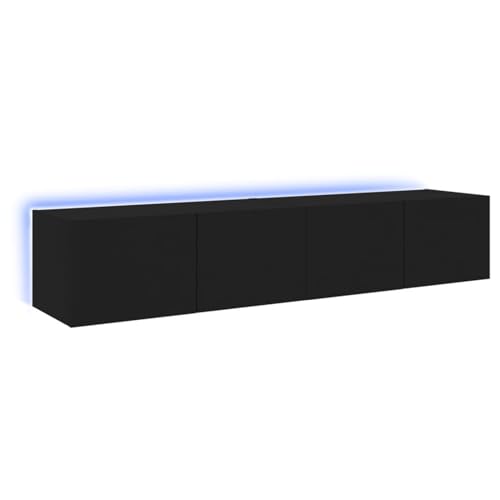 Homgoday TV-Wandschränke mit LED-Leuchten 2 STK. Schwarz 80x35x31 cm TV-Wandschrank Model837284 von Homgoday