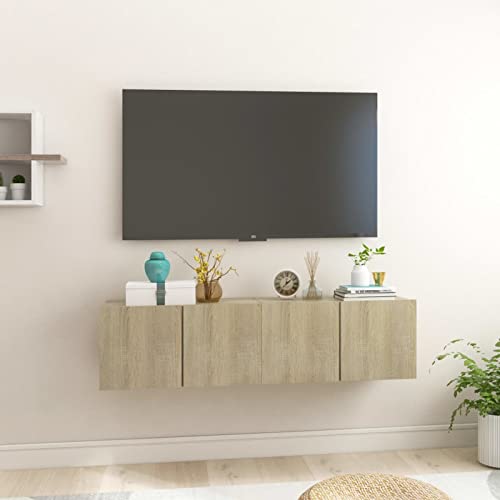 Homgoday TV-Wandschrank Fernsehschrank Fernsehtisch Hängeschrank TV Board Hängend Sideboard mit Stauraum für Wohnzimmer Schlafzimmer 2 STK. Sonoma-Eiche 60x30x30 cm von Homgoday