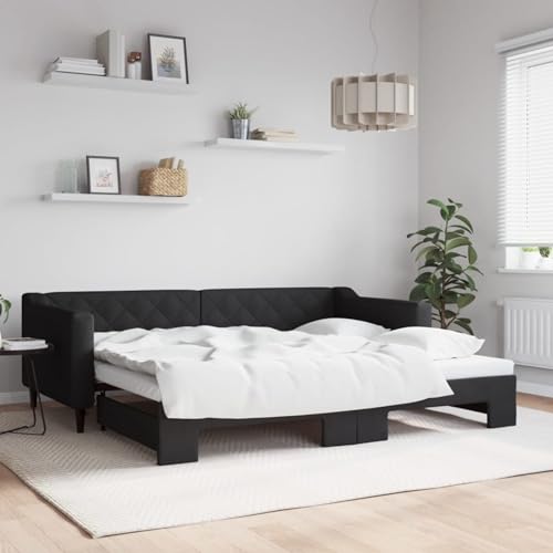 Homgoday Tagesbett Ausziehbar Schlafsofa Ausziehbett Ausziehsofa Schlafbett Bettsofa Schlafcouch Sofabett Sofa Couch Gästebett Bettcouch für Wohnzimmer Gästezimmer Schwarz 90x200 cm Stoff Homgoday Tagesbett Ausziehbar Schlafsofa Ausziehbett Ausziehsofa Schlafbett Bettsofa Schlafcouch Sofabett Sofa Couch Gästebett Bettcouch für Wohnzimmer Gästezimmer Schwarz 90x200 cm Stoff von Homgoday