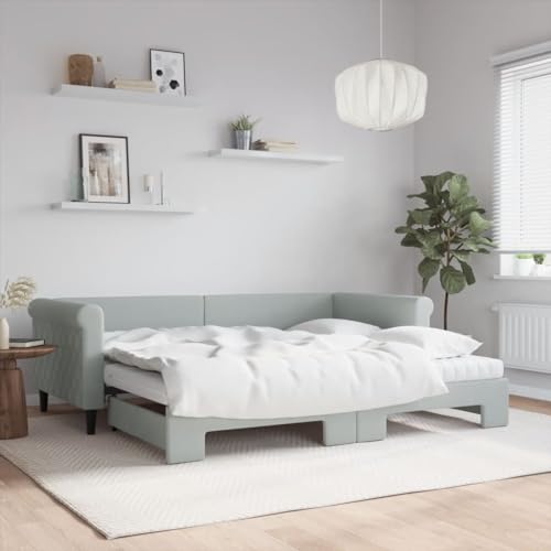 Homgoday Tagesbett Ausziehbar mit Matratzen Sofabett Ausziehbett Schlafsofa Schlafcouch Bettsofa mit Lattenrost Jugendbett Gästebett für Schlafzimmer Wohnzimmer Hellgrau 90x200 cm Samt Homgoday Tagesbett Ausziehbar mit Matratzen Sofabett Ausziehbett Schlafsofa Schlafcouch Bettsofa mit Lattenrost Jugendbett Gästebett für Schlafzimmer Wohnzimmer Hellgrau 90x200 cm Samt von Homgoday