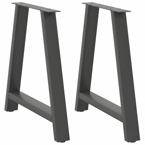 Homgoday Tischbeine in Form A, 2 Stück, anthrazitfarbener Stahl, 80 x 72-73 cm von Homgoday