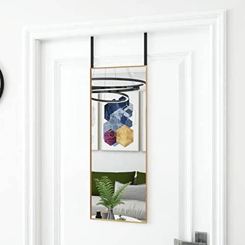 Homgoday Türspiegel aus Glas und Aluminium, schwarz, 30 x 80 cm, Wandspiegel, Ganzkörperspiegel für Zimmer von Homgoday