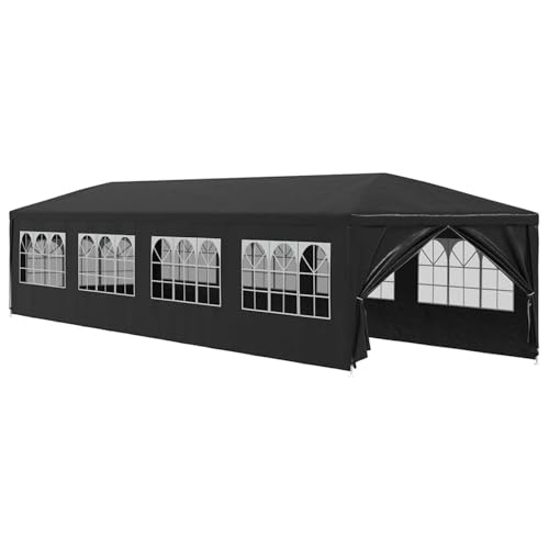 Homgoday UV- und wasserbeständiges Partyzelt 12x3x2,55m Anthrazit - Stahlrahmen & Polyester Model45106 von Homgoday