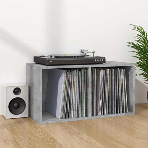 Homgoday Schallplatten-Aufbewahrungsbox Betongrau 71x34x36 cm Bücherregale und vertikale Regale Model800121 von Homgoday