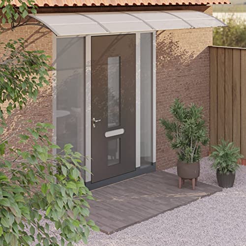 Homgoday Vordach für Tür, grau, 400 x 100 cm, aus Polycarbonat, Vordach für Tür, Vordach, Türabdeckung Homgoday Vordach für Tür, grau, 400 x 100 cm, aus Polycarbonat, Vordach für Tür, Vordach, Türabdeckung von Homgoday