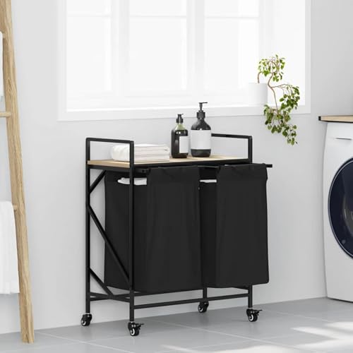 Homgoday Wäschekorb 2 Fächer mit Rollen Sonoma Eiche Wäschekorb Model859096 Homgoday Wäschekorb 2 Fächer mit Rollen Sonoma Eiche Wäschekorb Model859096 von Homgoday