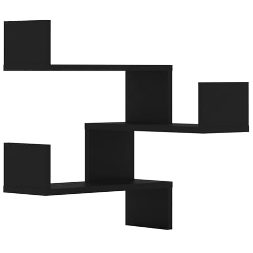 Homgoday Wand-Eckregale 2 STK. Schwarz 40x40x50 cm Holzwerkstoff Schweberegal Model807226 von Homgoday