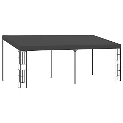 Homgoday Wand-Pavillon mit Dach UV Schutz Anbaupavillon Sonnenschutz Pergola Gartenpavillon Gartenzelt Partyzelt Terrassendach Überdachung Garten Terrasse Balkon 3x6 m Anthrazit Stoff von Homgoday