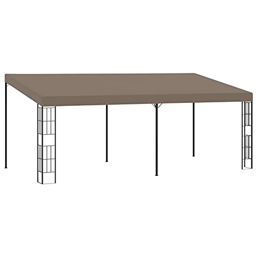 Homgoday Wand-Pavillon mit Dach UV Schutz Anbaupavillon Sonnenschutz Pergola Gartenpavillon Gartenzelt Partyzelt Terrassendach Überdachung Garten Terrasse Balkon 6x3 m Taupe Stoff von Homgoday